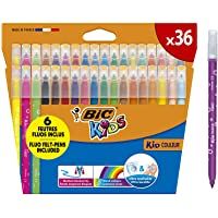 BIC Kids Kid Couleur Rotuladores para niños- Punta Media - Colores Surtidos- Estuche de 36 Unidades - rotuladores…